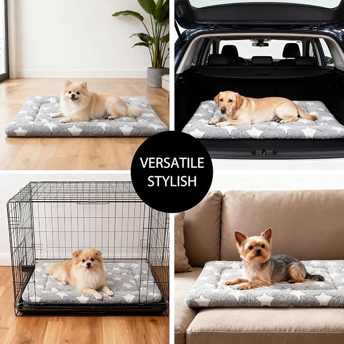 pobopobo Dog Bed Mat, Reversible Crate Pads for Small/Medium/Large Dogs & Cats Sleeping, Portable & Soft, Dog Beds Crate Pad - Machine Washable Mat Bed Kennel Mat Cat Bed - Image 7