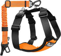 Pawaboo Dog Seat Belt Harness for Car, Seatbelt Harness with 2 in 1 Buckle | Adjustable Breathable Harness for Car, Elastic Reflective Heavy Duty Dog Tether, for Small Medium Large Pets, XXL, Orange by Pawaboo