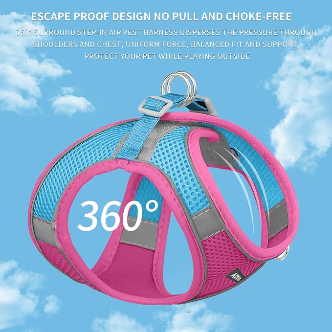 AIITLE Dog Harness and Leash Set, Step-in Puppy Pet Vest, Hot Pink XXS | Breathable Mesh, Adjustable Fit, Reflective Design, Padded Leash Handle, for Small-Medium Dogs & Cats, Walking, Training - Image 5