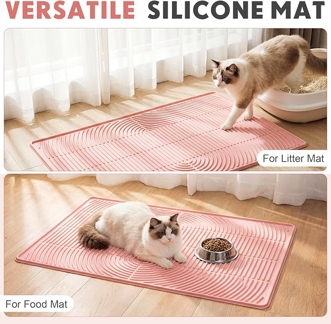 Pink 40"x 28" Cat Litter Mat Extra Large Waterproof Litter Box Mat Kitten Pet Trapping Rug Pad Easy to Clean Trapping Pad to Keep The Floor Clean for Multiple Pets Indoor Floor - Image 6