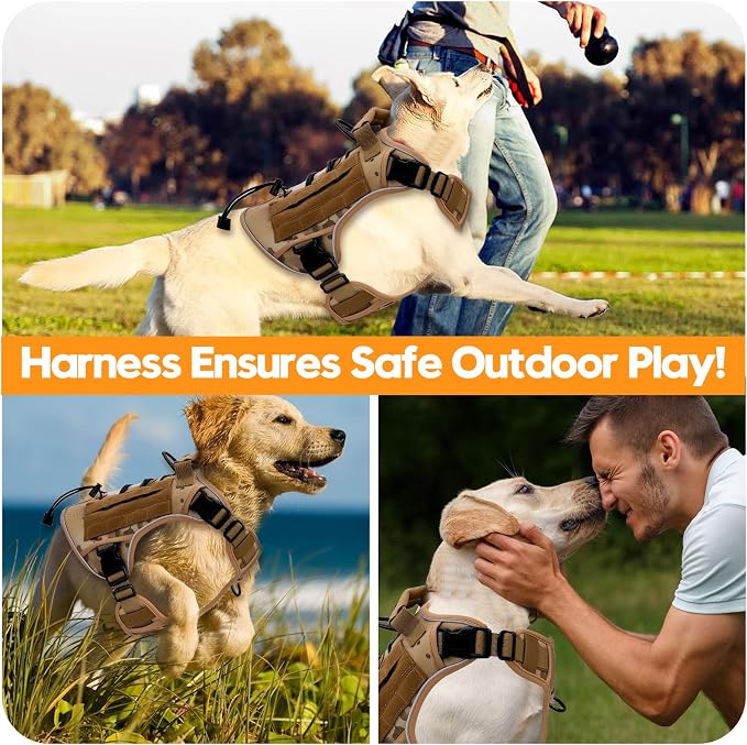 Heavy-Duty Tactical Dog Harness for Large Dogs, No Pull Adjustable Reflective Pet Vest with Molle System, K9 Military-Grade Control for Service Training, Outdoor & 10+ Breeds, Desert Camo, X-Large - Image 6