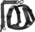 Pawaboo Dog Seat Belt Harness for Car, Seatbelt Harness with 2 in 1 Buckle | Adjustable Breathable Harness for Car, Elastic Reflective Heavy Duty Dog Tether, for Small Medium Large Pets, L, Black by Pawaboo
