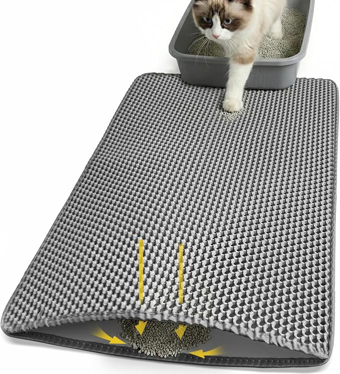 Cat Litter Mat 24x30 Inches, Honeycomb Double Layer Litter Trapping Mat, Waterproof Leakproof Urine Proof Cat Litter Box Mat for Cat Litter Box Area, Floor, Kitty Litter Rug by Unknown