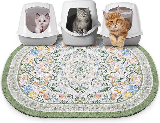 Bienbee Cat Litter Mat, 40" x 30" Dense Trapping Mesh for Litter Boxes | Litter Box Mat with PVC Mesh, Waterproof &Urineproof, Non-Slip Grip, Soft On Kitty Paws and Easy to Clean to Protect Floor by Bienbee