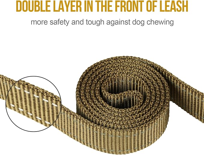OneTigris No-Pull Dog Leash with Handle for Medium Large Dogs(Brown, 4FT) | Durable lead built for training & daily walks. Ideal drag line for strong pullers and large breeds like bully dogs. - Image 4