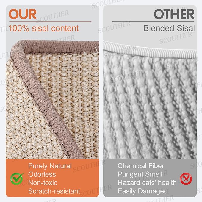 Sisal Cat Scratcher Bed Shaped U, Beech Wood Cat Scratching Pad Indoor cat Toy,Durable Cat Scratcher,Wooden Cat Furniture Protector, Large Cats Scratcher Lounge,Clawing and Play - Image 5