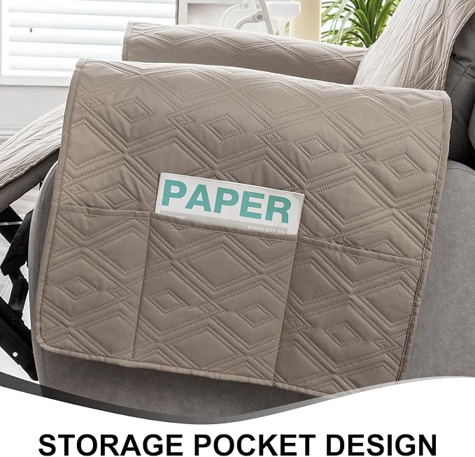 Genina Waterproof Recliner Chair Covers with Arms Recliner Sofa Cover for Living Room, Reclining Chair with Pocket, Washable Sofa Chair Cover Furniture Protectors Covers for Dog Pets - Image 5