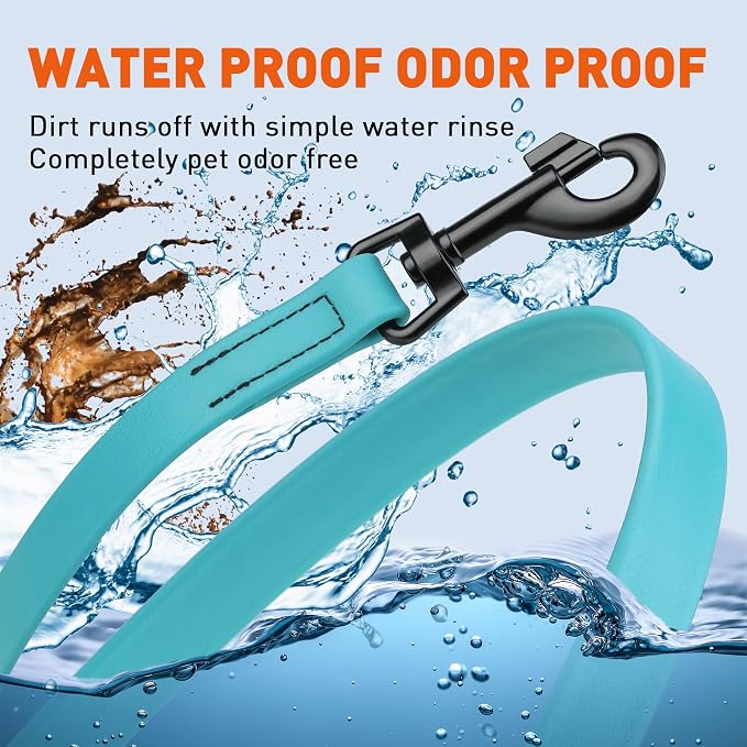 Dogline Biothane Waterproof Dog Leash Strong Coated Nylon Webbing with Black Hardware Odor-Proof Easy to Clean High Performance for Small or Large Dogs Made in USA 4 or 6 ft Lead, Sky Blue - Image 6