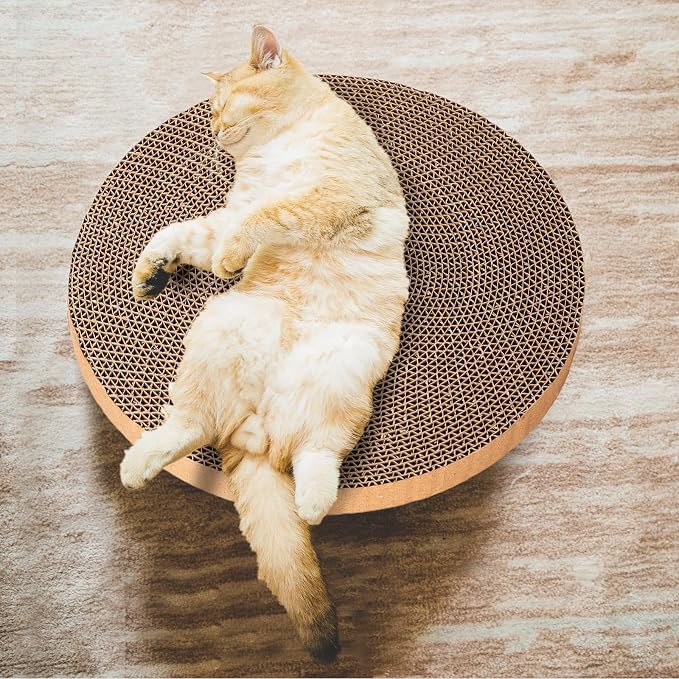 Round Cat Scratcher Refill - 10 Inch Diameter, 7/8 Inch Thickness - Cardboard Cat Scratcher Scratching Board Replacement Pads (2pcs) for Indoor Cats (Pack of 2) - Image 6
