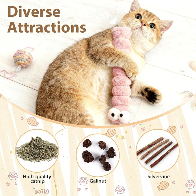 Cat Toys Pillows 3 Pack, 13” Cat Kicker Toys with Catnip Inside, Durable Interactive Cat Toys for Indoor Cats, Soft Kick Sticks for Exercise & Play - Image 3