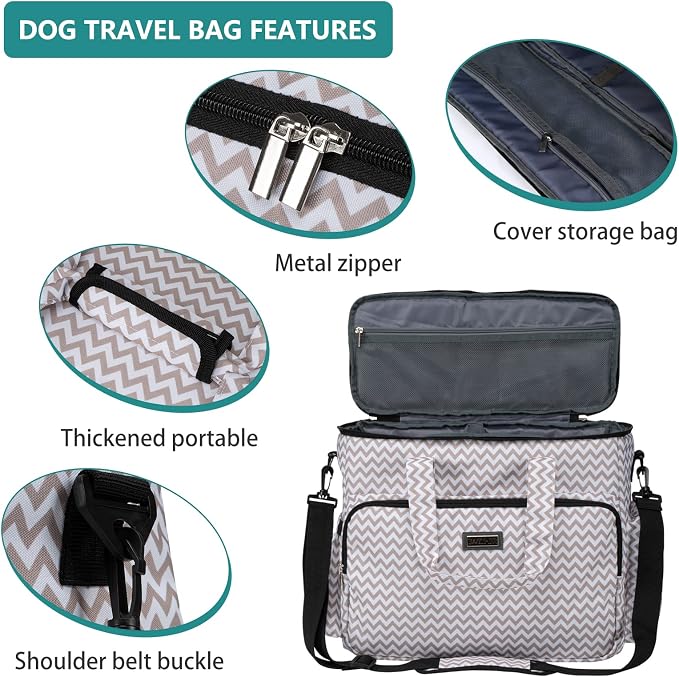BAGLHER Dog Travel Bag, Pet Travel Bag (ALL Pet Travel Supplies), With 2 Pet Food Containers and 2 Collapsible Silicone Bowls; Essential Kits for Pet Travel BLW - Image 4