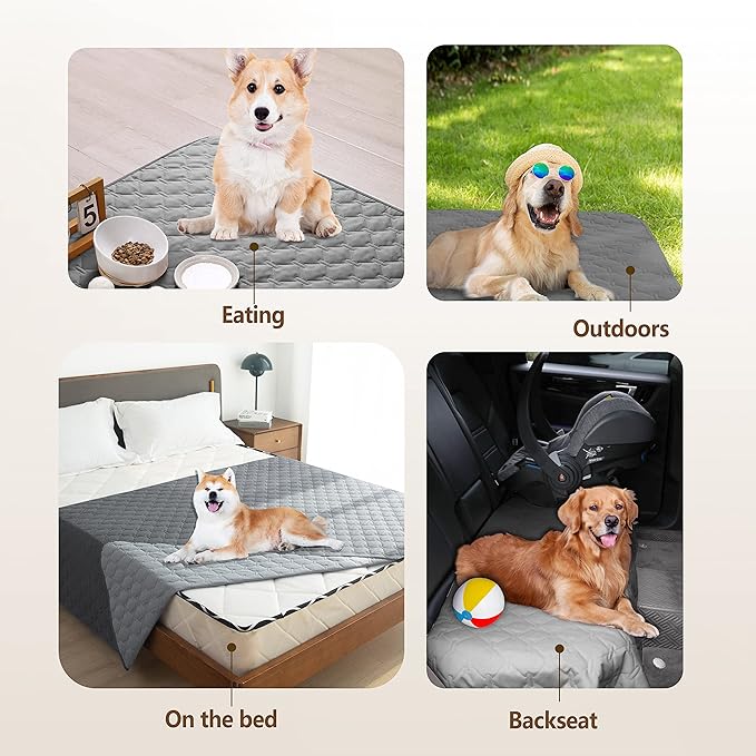 gogobunny 100% Double-Sided Waterproof Dog Bed Cover Pet Blanket Sofa Couch Furniture Protector for Puppy Large Dog Cat, Reversible (32x53 Inch (Pack of 1), Dark Grey/Light Grey) - Image 6