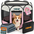 Dog Cat Small Animal Puppy Playpen Crate with Pee Pad, Medium, Pink | Portable Pop Up Pet Cage Enclosure Tent Kennel Indoor Outdoor with Carrying Case, No Assembly, Camping Use by MZNZ