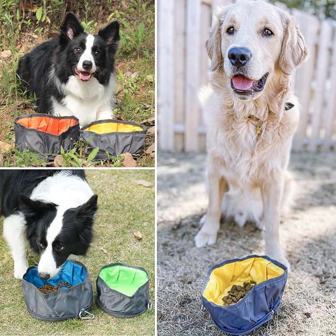 LumoLeaf Collapsible Dog Travel Bowl, 2 Packs Large 68oz/80oz Lightweight Foldable Bowl, Water and Food Bowls for Pets Dogs with Zipper (8+10 Cups) - Image 2