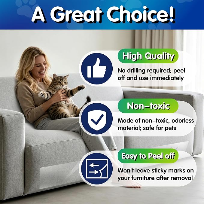 16 Pack No Pins Self Adhesive Anti Cat Scratch Furniture Protector | Anti Scratch Pad for Couch, Chair, Loveseat and Sofa, Thickened Claw Guard, to Resist Sharp Claws and Constant Scratching - Image 7