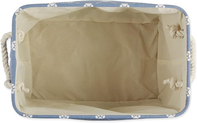 Bone Dry Pet Storage Paw and Bone, Trellis Collection, Medium Rectangle, 16x10x12, Stonewash Blue - Image 2