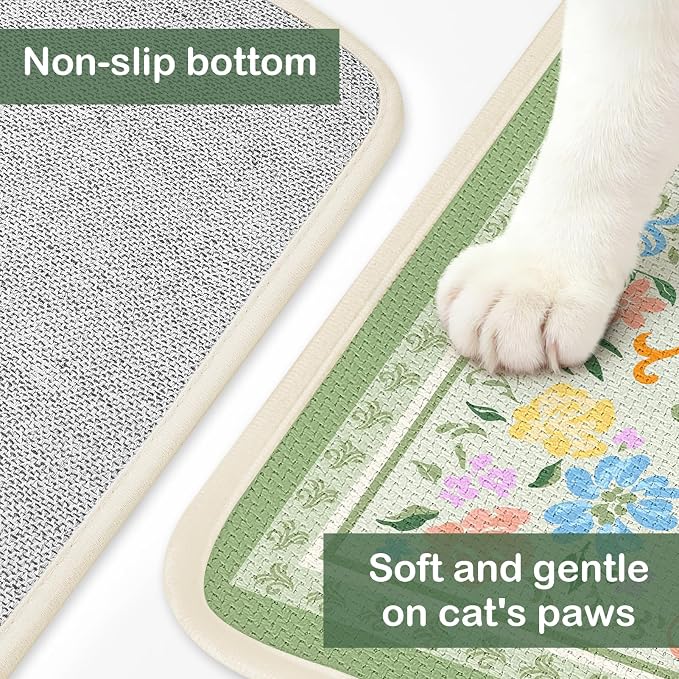 Bienbee Cat Litter Mat, 33" x 22" Litters Box Mat Machine Washable Less Waste Waterproof Litter Mats, Non-Slip Cat Litters Trapping Mats Easy to Clean Bean-Green L - Image 4
