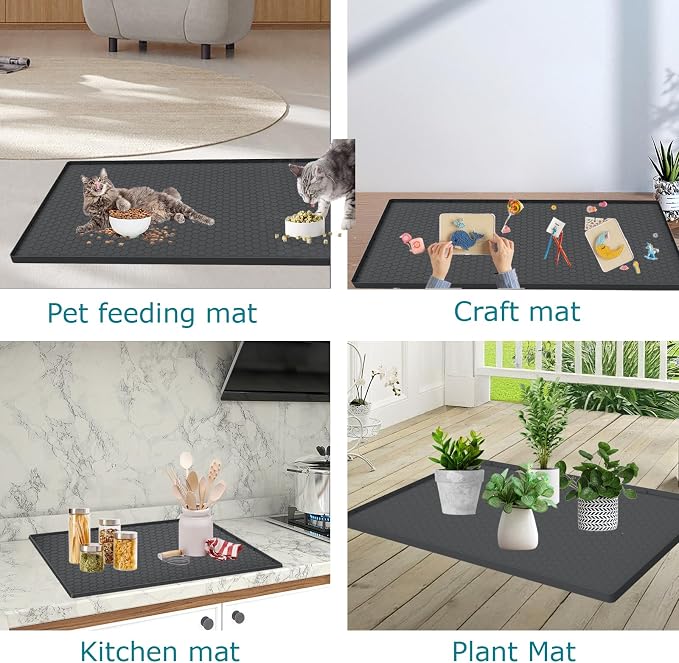 Cat Litter Mat for Litter Box, Silicone Large Cat Litter Trapping Mat - 37x22 in, Waterproof & Non-Slip, Durable & Easy Clean, Black - Image 7