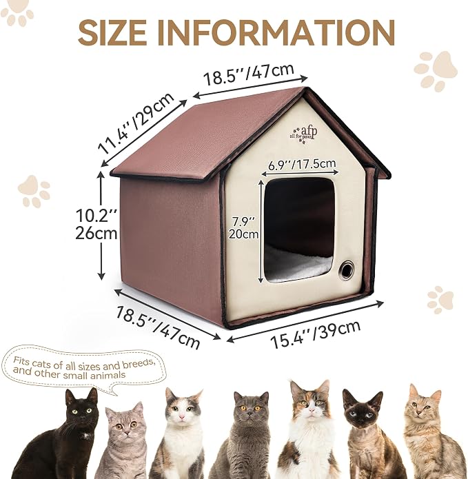 ALL FOR PAWS Heated Cat House, Indoor Cats Home for Winter with Heated Pad, Cat Houses & Condos, Heater Cat Bed for Feral Kitty, Thermo Kitty Home - Image 7
