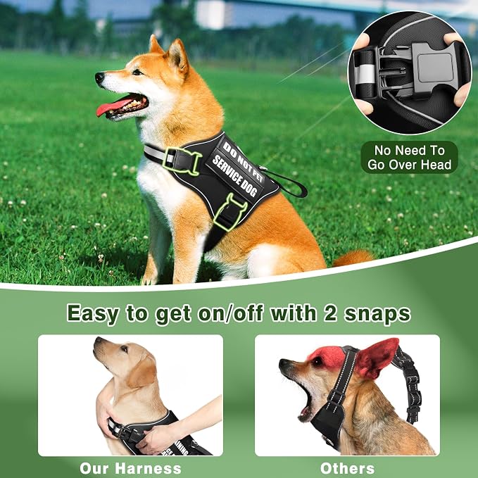Service Dog Vest Harness and Leash Set+10 Patches,No Pull&Easy Walk Reflective Dog Harness with Soft Padded Handle for Training/Everyday,Fit Small/Medium/Large/Extra-Large Dogs (Black S) | No Pull&Adjustable Reflective Dog Harness Small Sized,Dog Leash... - Image 4