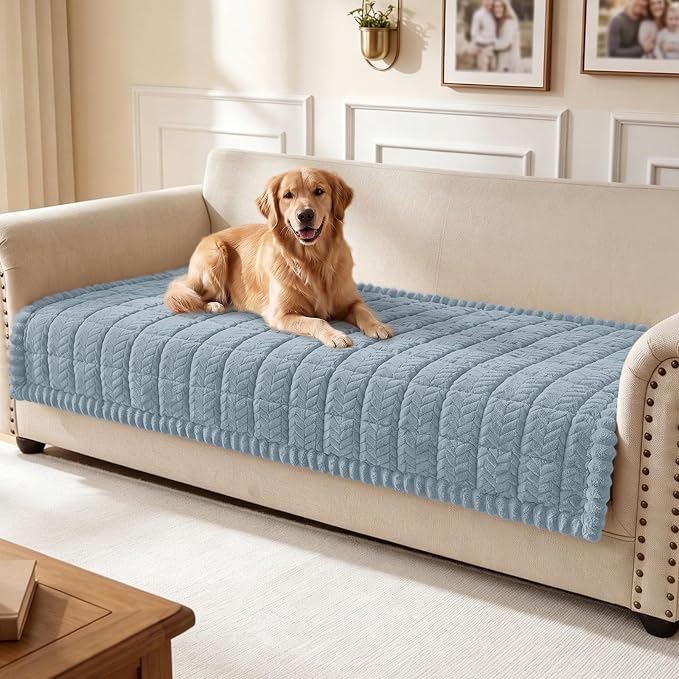 Smiry Couch Cover for Dogs, Non Slip Fuzzy Pet Sofa Covers Washable | Sofa Slipcovers for 3 Cushion Couch, Soft Thick Furniture Protector for Cats Dogs, Against Fur, Dirt, Scratch (35.4"x88") by Smiry