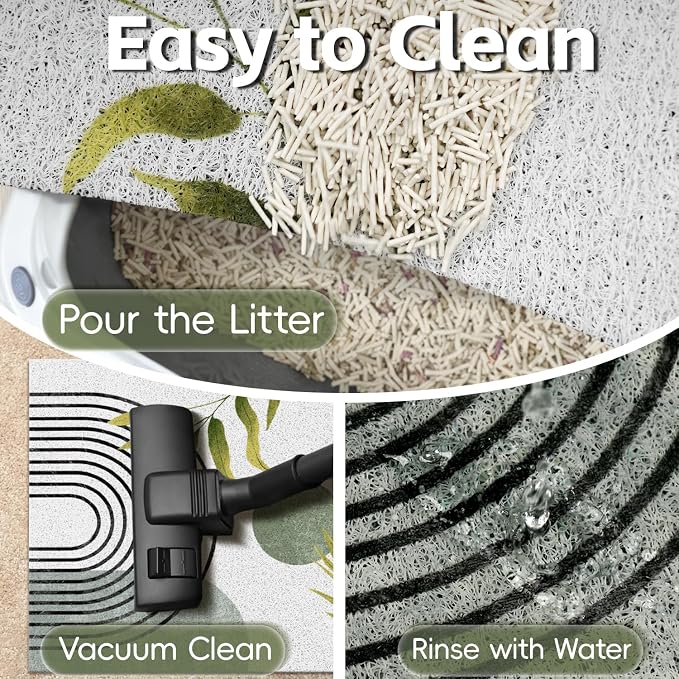 Cat Litter Mat Litter Trapping Mat, 40"x30" Waterproof Urine Proof Litter Box Mat Catcher Mat Non-Slip Washable for Kitty Kitten, Green - Image 6