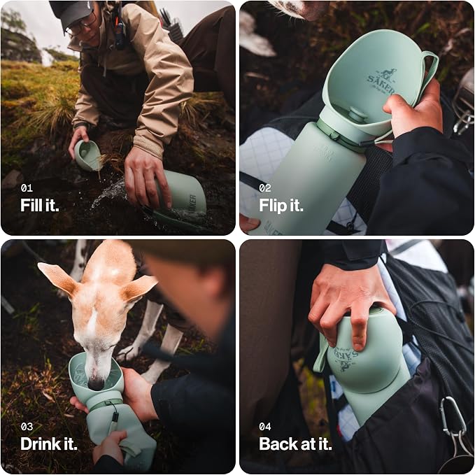 SÄKER Portable Dog Water Bottle, Collapsible Water Bottle for Dogs Perfect for Walking, Hiking and Outdoors | Works as a Portable Water Bowl | Designed in Montreal - 350ml - Image 3