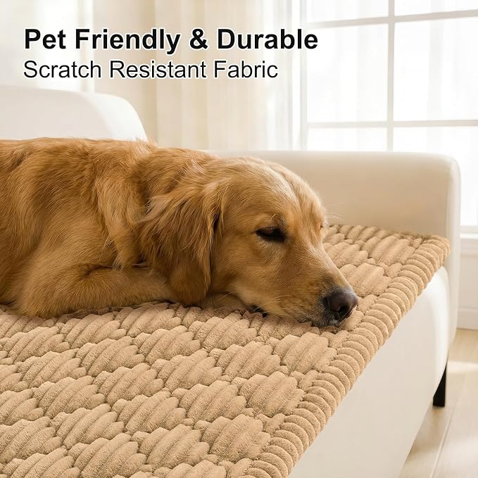 Smiry Couch Cover for Dogs Washable, Non Slip Fuzzy Pet Sofa Protector | Soft Thick Furniture Cover for Sofa, Loveseat and Sectional, Scratch & Pet Hair Resistant (Camel, 43" x 82.7") - Image 3
