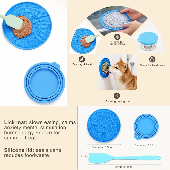 Nonslip Stainless Bowl Slow Feeder Kit for Small Dogs & Cats, Anti Gulping | 7Pcs Set: Slow Feeder [Octopus Suction], Lick Mat, Lid, Spatula, Brush. Stops Bloating, Vomiting, Sliding, Keeps Fresh. - Image 4