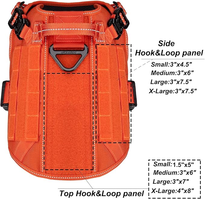 ICEFANG Tactical Dog Harness for Medium Dogs,Reflective No Pull Dog Vest | with Control Handle,Adjustable,Front Hook,2 Leash Clips,Soft Padded,MOLLE Panel,Orange,Medium - Image 4
