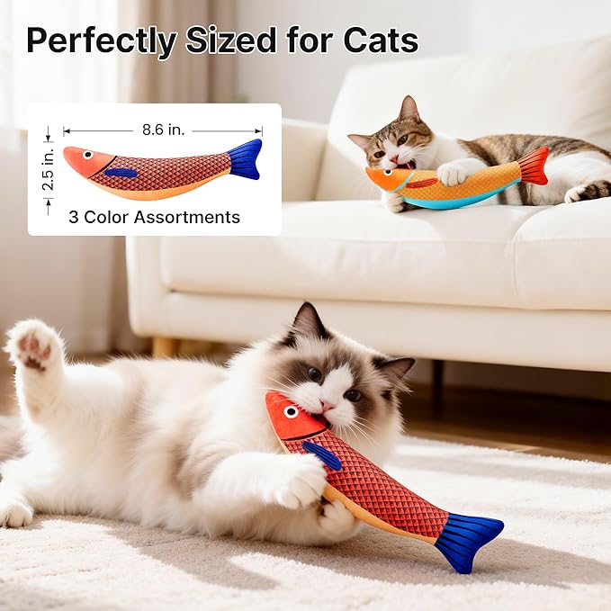 Potaroma Cat Toys Saury Fish, 3 Pack, Catnip Crinkle Sound, Soft and Durable, Interactive Kitten Kicker for Indoor Kitty Exercise 9.4 Inches for All Breeds | Crinkle Sound, Soft and Durable, Interactive Kitten Kicker for Indoor Kitty Exercise 9.4 Inche... - Image 5