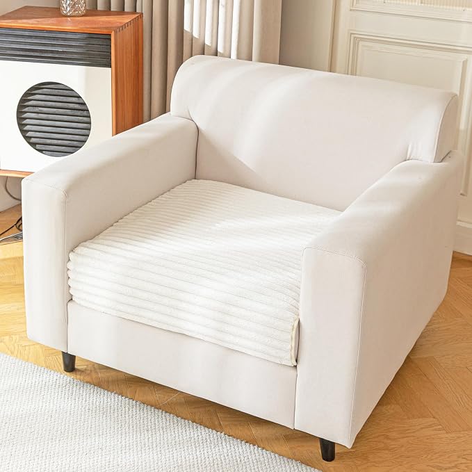 MYSKY HOME 100% Waterproof Couch Cover for Dogs Washable, Non Slip Couch Headrest Covers Pet Friendly, Thick Soft Sofa Covers Slipcovers Furniture Protector Dog Bed Cover, Cream, 35"x35" by MYSKYHOME