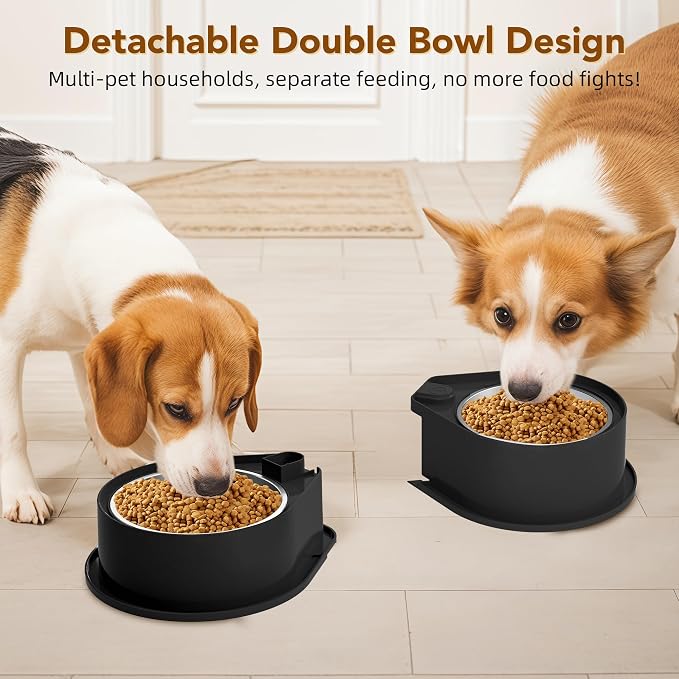 Newget 304 Stainless Steel Dog Bowl Set, 24oz Foldable Pet Dishes, Black | Dual Food & Water Pet Bowl, Anti-Skid, Keeps Food Fresh, Easy to Install, for Small - Large Dogs/Cats - Indoor & Outdoor Use - Image 8