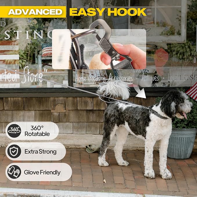 Fida 10 FT Heavy Duty Dog Leash, Dual Padded Handles for Medium Large Dogs | Traffic Handle for Close Control, Advanced Easy Snap Hook, Reflective, Strong Nylon Webbing for Long Walks & Training, Grey - Image 2