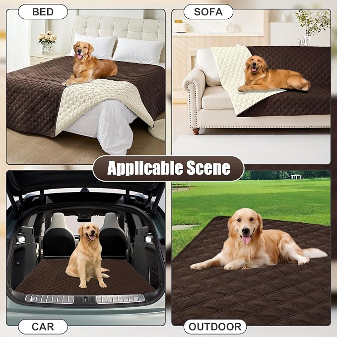 Smiry Waterproof Reversible Pet Couch Covers for Dogs | Pet Friendly, Soft Fabric, Washable Sofa Furniture Protector for Dogs Cat Kids, Checkered (30"x70", Chocolate/Beige) - Image 7