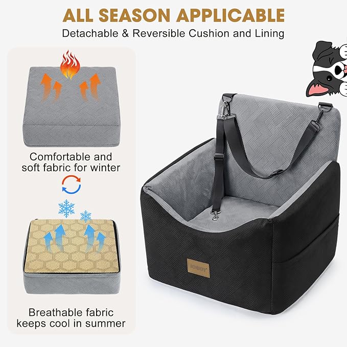 JOEJOY Dog Car Seats for Small Medium Dogs Under 35lbs, Dog Booster Seat with Detachable Washable Cover and Cushion, Memory Foam Pet Car Seat with Safety Belt and Storage Pockets (BLG) - Image 3