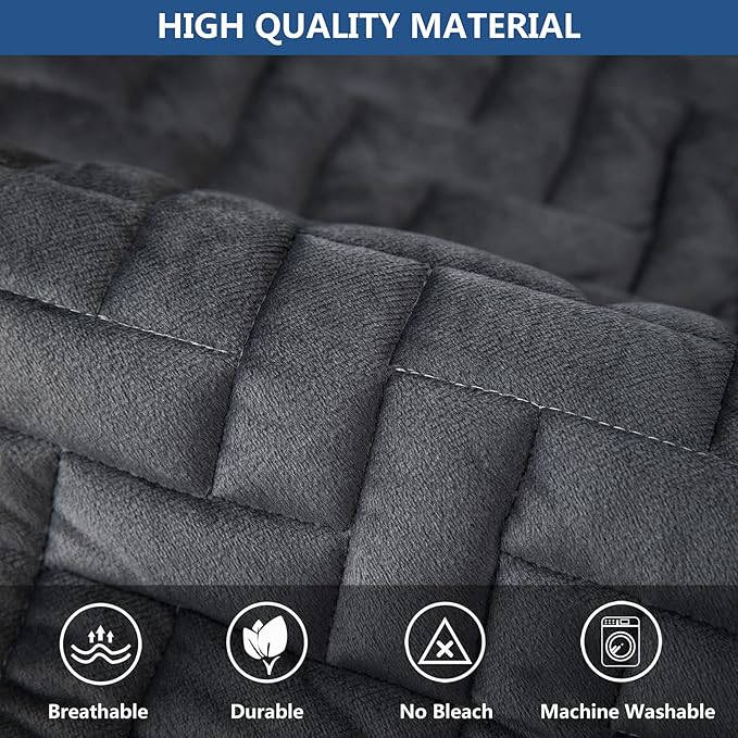 Eismodra Armrest Couch /Sofa /Backrest Covers,Anti-Slip Armchair Slipcovers for Dogs Cats Pet Loveseat Recliner Leather L Shaped,Dark Gray 28 x 28 Inches (Only 1 Piece) - Image 3