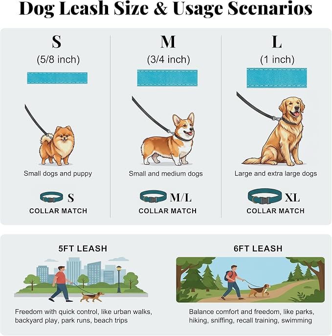 PU Leather Dog Leash for Medium Dogs, 5ft Soft Padded Handle, Brown | Comfortable Grip for Daily Walking Training, Full Control, Metal D-ring, Tangle-Free 360° Swivel Clasp, Easy to Clean, 3/4in - Image 3