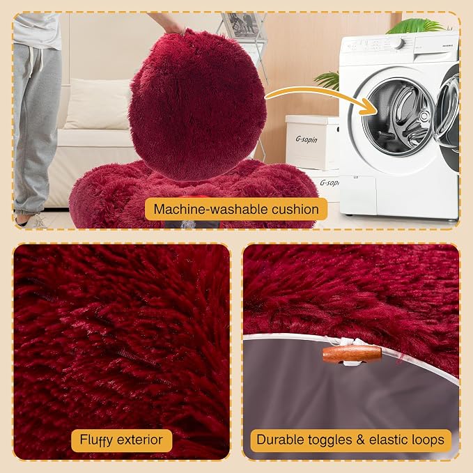 Avont Cat Tunnel Bed, Washable Cushion, Large 3-in-1 Play Tube for Cats | Play, Rest & Snuggle | Spacious for Big Cats | Durable Toggle Design | Removable Washable Cushion | Red - Image 6