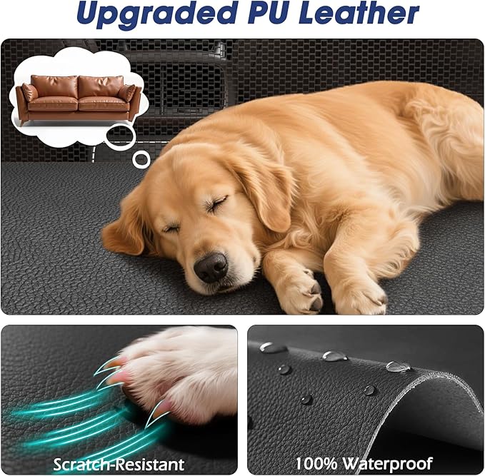 FURTIME Large Dog Car Seat, Upgraded PU Leather Back Seat Extender with Hard Bottom, Waterproof Pet Car Seat Cover for Medium Sized Dog, Pet Hammock for Cars, SUVs, Trucks - Image 3