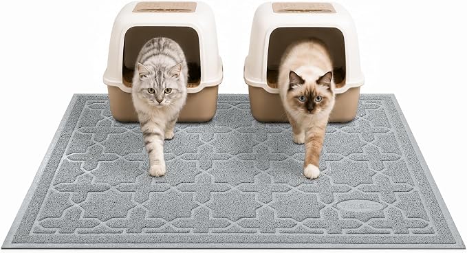 Yimobra Cat Litter Mat, Easy Clean Trapping PVC Mat, 47" x 36", Waterproof Backing, Non Slip Bottom, Scatter Control Pad for Litter Box, Grey by Yimobra
