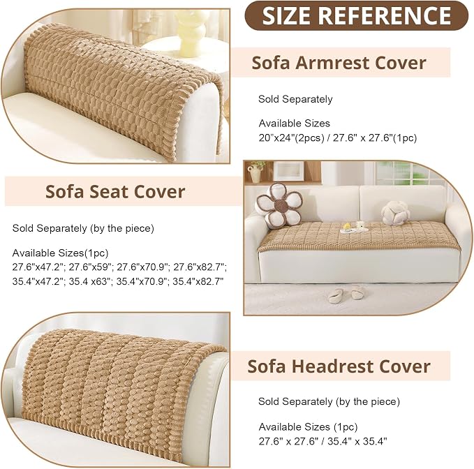 OstepDecor Couch Cover for Dogs, Washable Non Slip Sofa Cover for Pets | Soft Couch Covers for Sofa, Loveseat and Sectional, Furniture Protector Against Pet Hair & Dirt (27.6" x 47.2", Khaki) - Image 3
