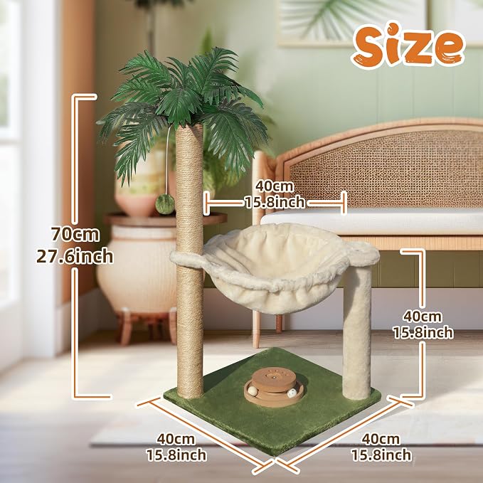 Fantasreen Cat Tree 28'' with Hammock & Interactive Toy for Indoor Cats - Image 5