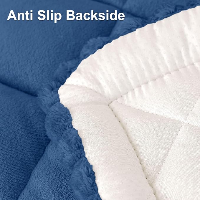Smiry Non Slip Couch Cover for Dogs, Fuzzy Plush Pet Sofa Protector | Washable Furniture Cover for Large Dogs & Cats, Scratch & Dirt Resistant, For 3 Cushion Couch, Navy, 27.6"x88" - Image 7
