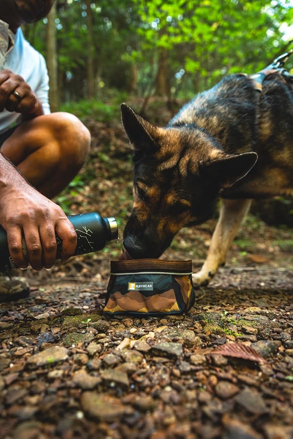 Ruffwear, Quencher Collapsible Dog Bowl, Coastal Mountains, Medium | Packable Food & Water Bowl with Waterproof Lining, Water-Resistant Shell, & Reflective Trim, Lightweight, 4.2 Cups (1 L) - Image 3
