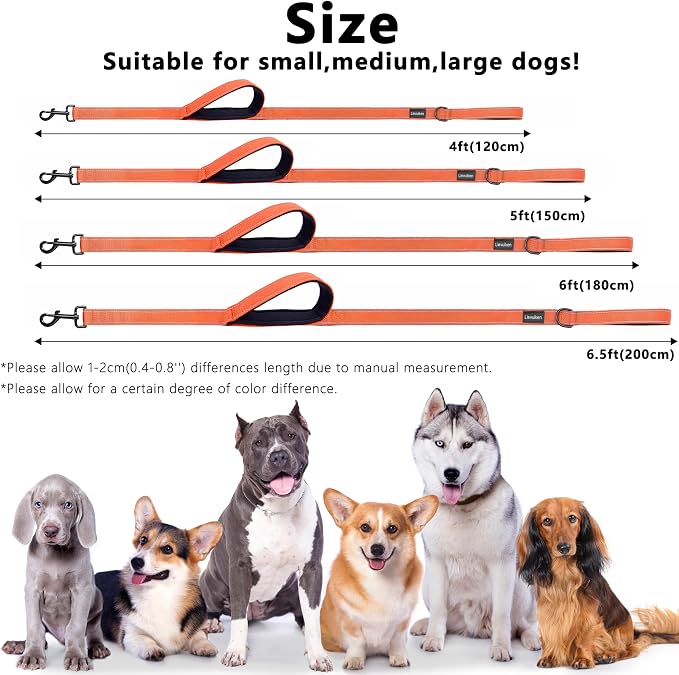 Dog Leash 6.5ft Long,Double Handle Dog Leash for Control Training | Heavy Duty Dog Leads with Traffic Padded Handles, Reflective Leashes for Small Medium Large Dogs(6.5ft, Orange) - Image 5