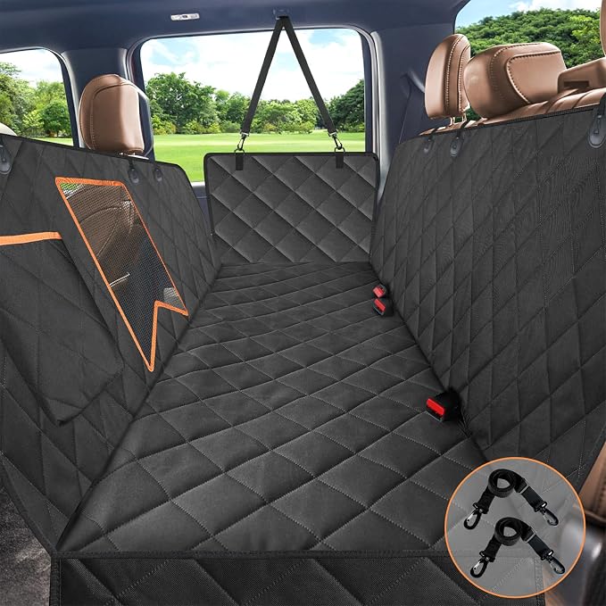 Kytely Dog Car Seat Cover Back Seat XL, Waterproof Hammock for Car & SUV | Side Flaps with Zippers, Mesh Window, 600D Oxford, Anti-Scratch Nonslip Backseat Protector, Dog Seat Belt Included - Image 2