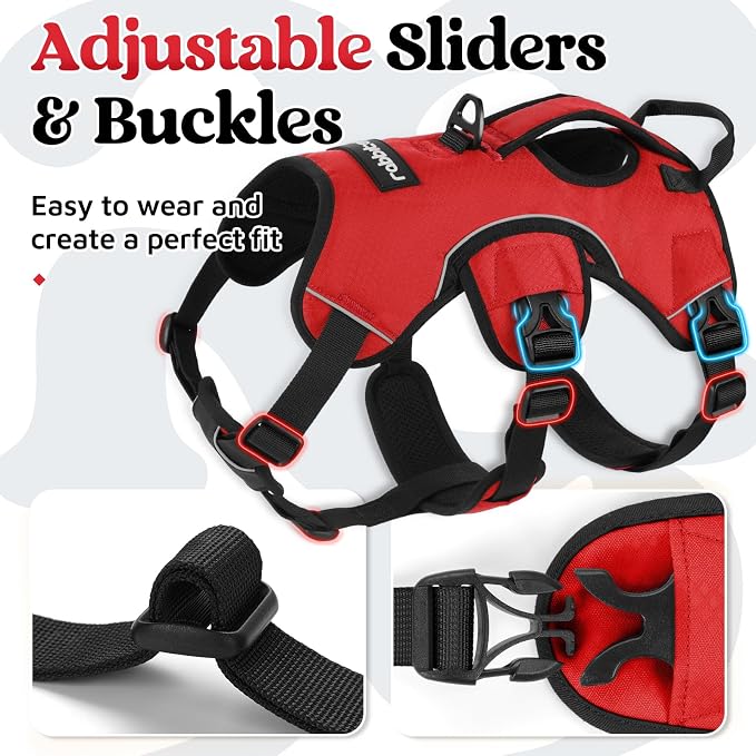 rabbitgoo Escape Proof Dog Harness for X-Large, No Pull with Lift Handle | No Escape, Full Soft Padded, Reflective Adjustable Vest, Leash Clip for Walking Hiking Training, Red, X-Large - Image 7