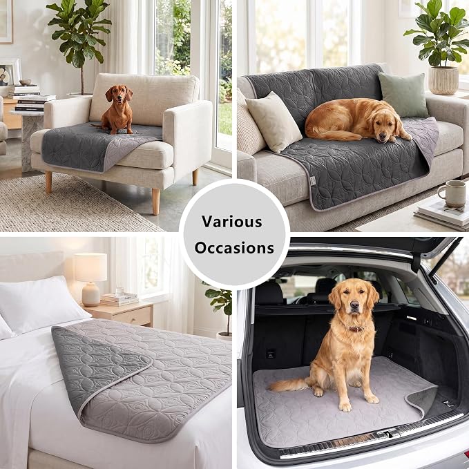 Waterproof Couch Cover for Dogs - Washable Pets Furniture Protector | TPU Leak-Proof Liner, Lightweight & Reversible, Fits Chair, Sofa, Bed, 68" x 82" , Lightgrey/Darkgrey - Image 5