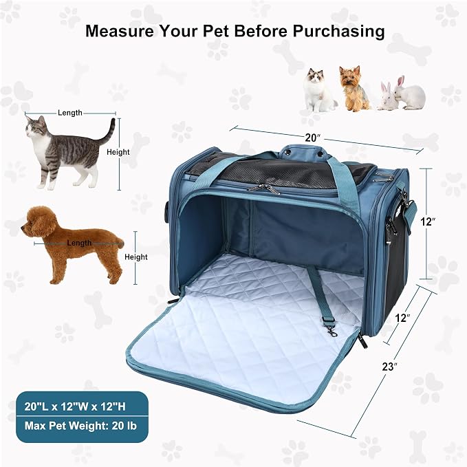 EliteField Deluxe Soft Pet Carrier for Cats and Dogs (3-Year Warranty) | Airline Approved, Waterproof Fabric, Scratch-Resistant Mesh, Expandable Mat, Built-In Leash, Suitcase Sleeve, Seat Belt Loops - Image 6